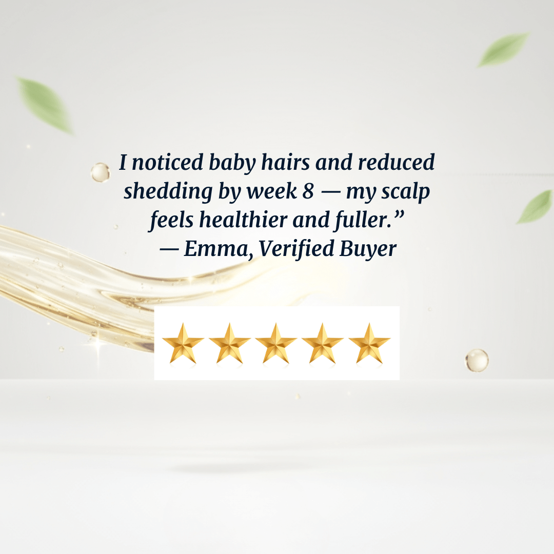 Verified customer review of LIVDOR Hair Growth Serum with 5-star rating for visible new baby hairs and reduced shedding.