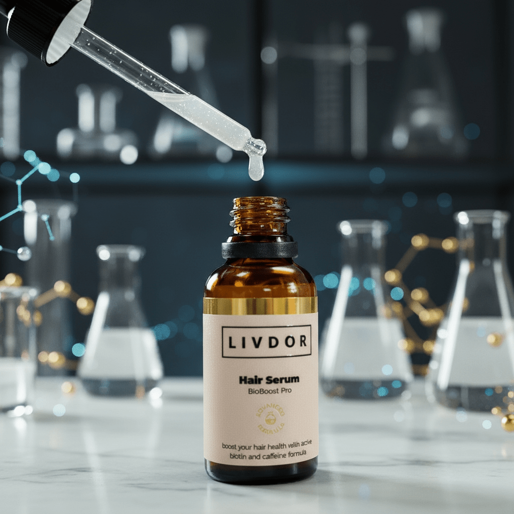 Laboratory testing and formulation of LIVDOR Hair Growth Serum, developed with clinically proven actives for real results.