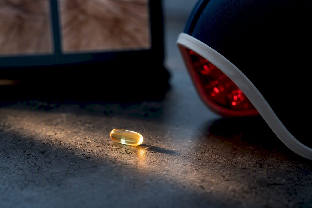 Biotin capsule beside partial light therapy device